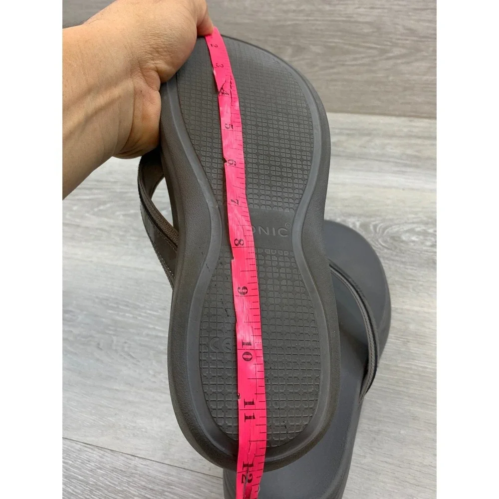 Vionic Women's High Tide II Pewter Gray Platform Sandals 11 Flip Flops Shoes